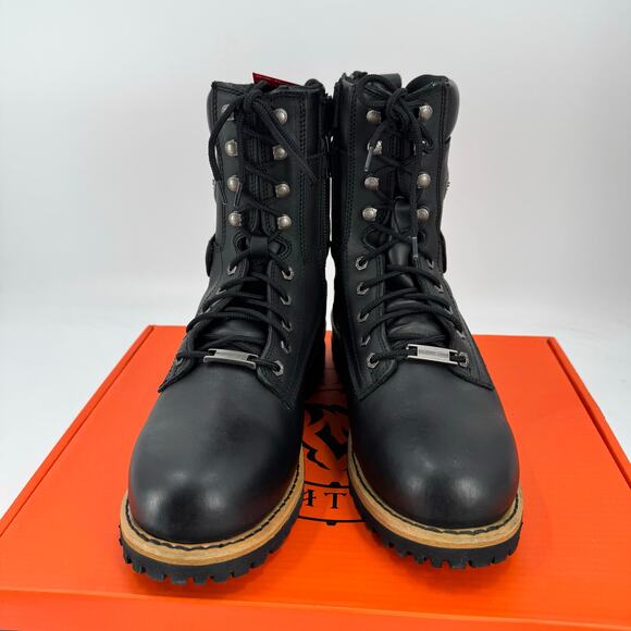 NWT Milwaukee leather Mens Classic black leather lace up logger boots